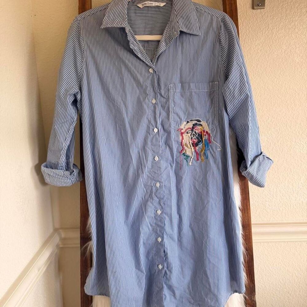 Zara Men's Blue Shirt